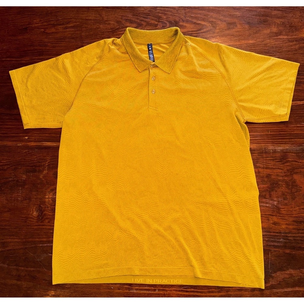 Lululemon Men's Yellow Gold Metal Vent Tech Polo 2.0 Texture Size XXL‎ 2XL